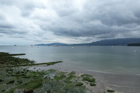6-28-2025: Vancouver, British, Columbia: Aerial photo of beaches in Vancouver, Canadaの写真素材