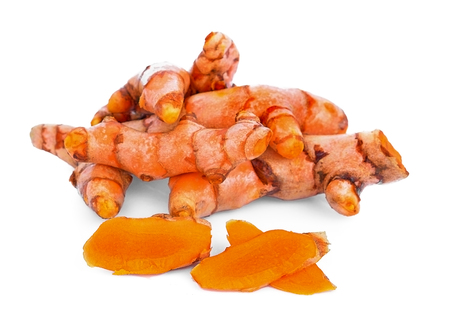 turmeric isolated on white backgroundの写真素材