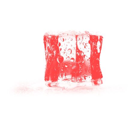 ice cube red  isolated on white backgroundの写真素材