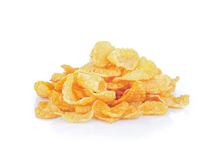 Corn flakes on white background