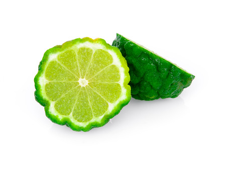Bergamot fruit, slice on white background.の写真素材