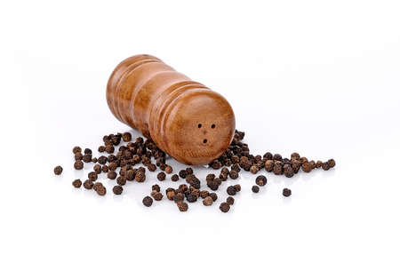 Black pepper on white background.の写真素材