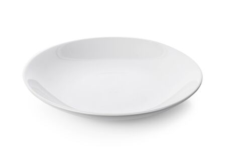 ceramic plate isolated on white backgroundの写真素材