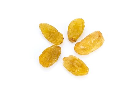 Raisins isolated on white backgroundの写真素材
