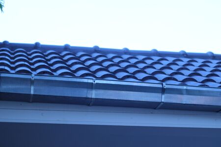 Architectural detail of metal roofing on commercial construction
