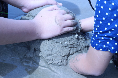 The children were building sand castles is beautifulの写真素材