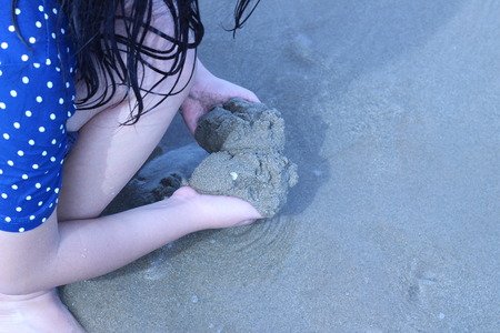 The children were building sand castles is beautifulの写真素材