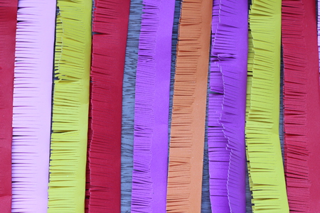 Colorful paper were then lined up to wait for the introduction of artificial flowersの写真素材