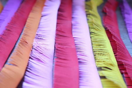 Colorful paper were then lined up to wait for the introduction of artificial flowersの写真素材