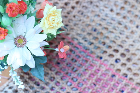 Closeup of rope woven natural brown backgroundの写真素材