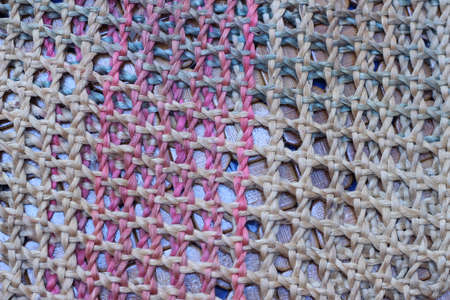 Closeup of rope woven natural brown background
