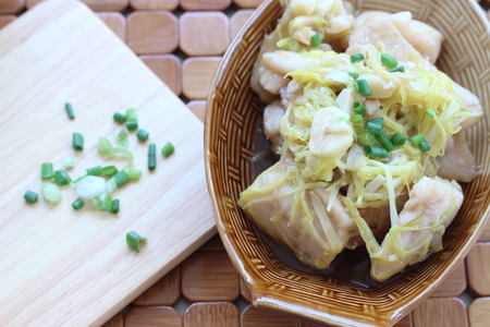 Freshwater fish steamed with ginger, fresh, healthyの写真素材