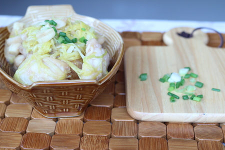 Freshwater fish steamed with ginger, fresh, healthyの写真素材