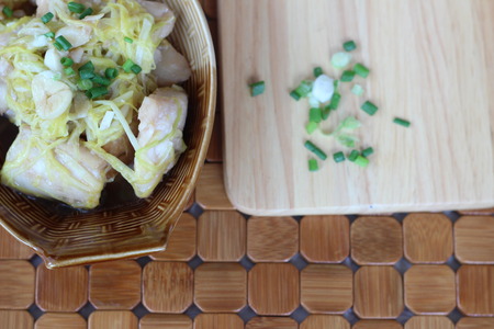 Freshwater fish steamed with ginger, fresh, healthyの写真素材