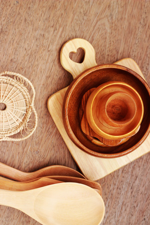 Wooden containers are arranged on a brown backgroundの写真素材