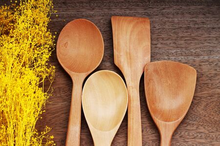 Wooden containers are arranged on a brown backgroundの写真素材