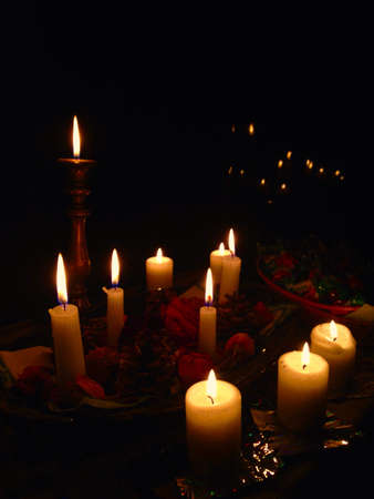 Close-up of several candlesの素材