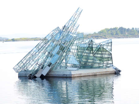 Sculpture of an ice-berg, outside the opera of Oslo, Norwayのeditorial素材