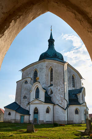 The Pilgrim Church of St. John of Nepomuk on Zelena Hora Green Mountain near Zdar nad Sazavou, Czech Republic, World Heritage Site by UNESCOの写真素材