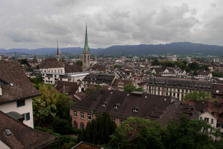 The beautiful view over city of Zurichの写真素材