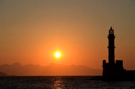 Lighthouse sunsetの写真素材