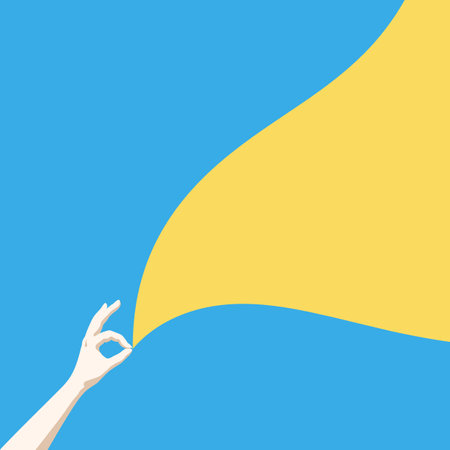 Human hand with Ukrainian yellow blue flag. Patriotic graphic posterのイラスト素材