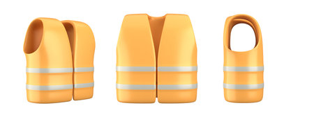 Life jackets isolated on a white background. Labor Day. 3d render illustration.の写真素材
