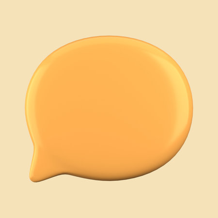 Yellow Speech Bubble Isolated on White Background. 3D Illustration.の写真素材