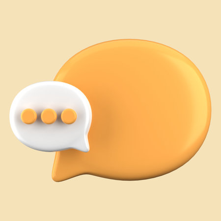 3d Illustration of a Speech Bubble with Yellow Dialog.の写真素材
