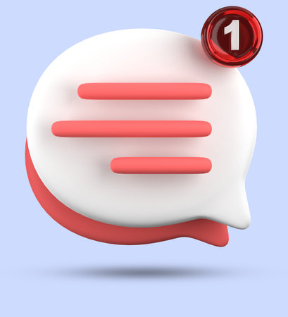 Speech bubble with red number one icon. 3D illustration.の写真素材