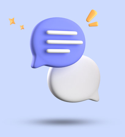 Speech bubble icon isolated on blue background. 3d illustration.の写真素材