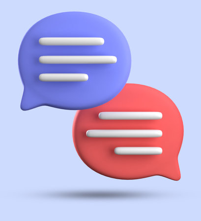 Speech bubbles isolated on a blue background. 3d rendering.
