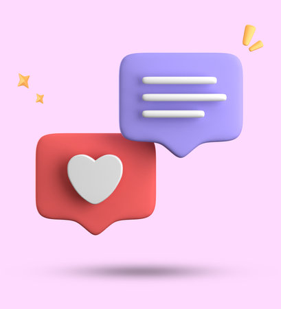 Speech bubble with heart icon. Communication concept. 3D renderingの写真素材