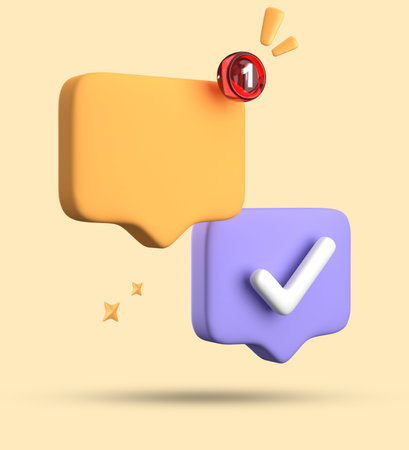 3d render of question mark and speech bubble with check mark.の写真素材