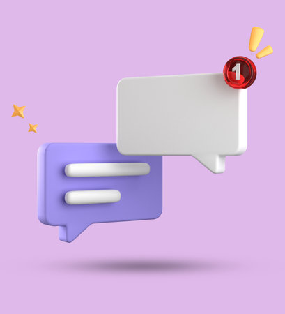 3d render of speech bubbles isolated on a white background with shadowの写真素材