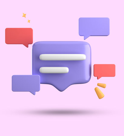 3d chat bubble icon isolated on pink background. 3d illustrationの写真素材