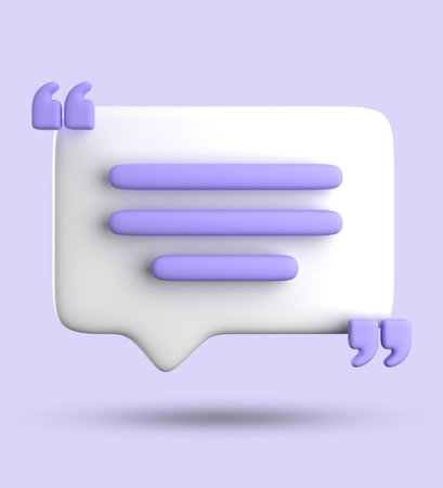 Speech bubble with shadow isolated on purple background. 3D rendering.