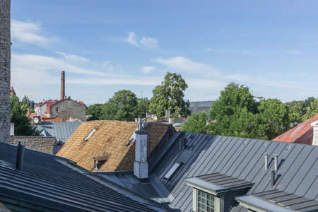 Streets, Houses and roofs of Tallinn in the summer day.のeditorial素材
