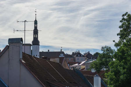 Streets, Houses and roofs of Tallinn in the summer day.のeditorial素材