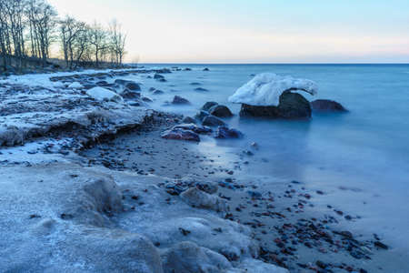 winter sunset on the baltic sea, Estonia Tallinnの写真素材