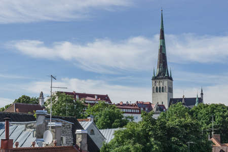 Streets, Houses and roofs of Tallinn in the summer day.のeditorial素材