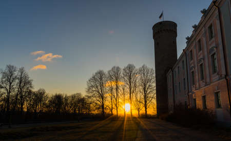 Sunset in Tallinn, Estonia at the old cityの写真素材