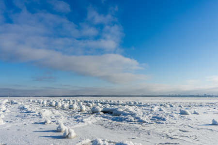 Frozen seashore of Baltic seaの写真素材