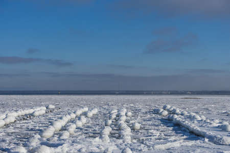 Frozen seashore of Baltic seaの写真素材