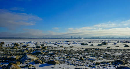 Frozen seashore of Baltic seaの写真素材