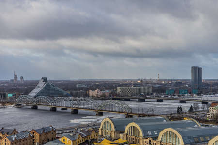 Panorama of Riga city Latvia,in winter dayのeditorial素材