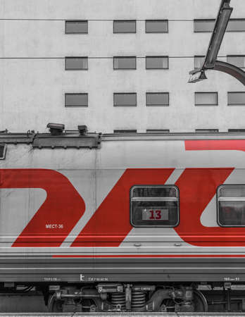 Estonia Tallinn 19.03.2017 : Vagon RZD with number 13 in Railway Station Tallinn Estonia