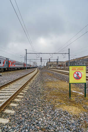 Estonia Tallinn 19.03.2017 :  Railway Station in city Tallinn Estoniaのeditorial素材