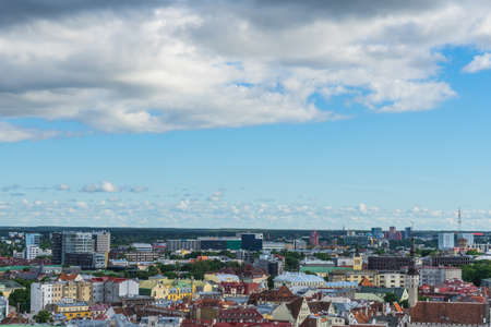 Scenic summer panorama of the city Tallinn, Estoniaのeditorial素材