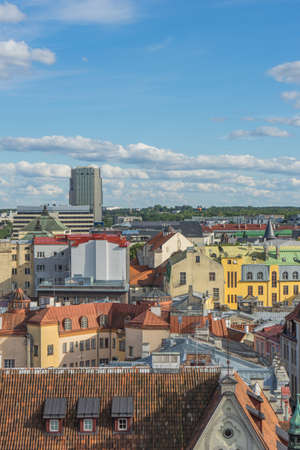 Beautiful panoramic view of the Old Town in Tallinn Estoniaの写真素材